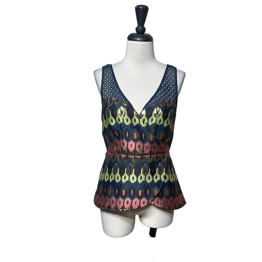 Anthropologie HD in Paris Sleeveless Metallic Dressy Top Size 4